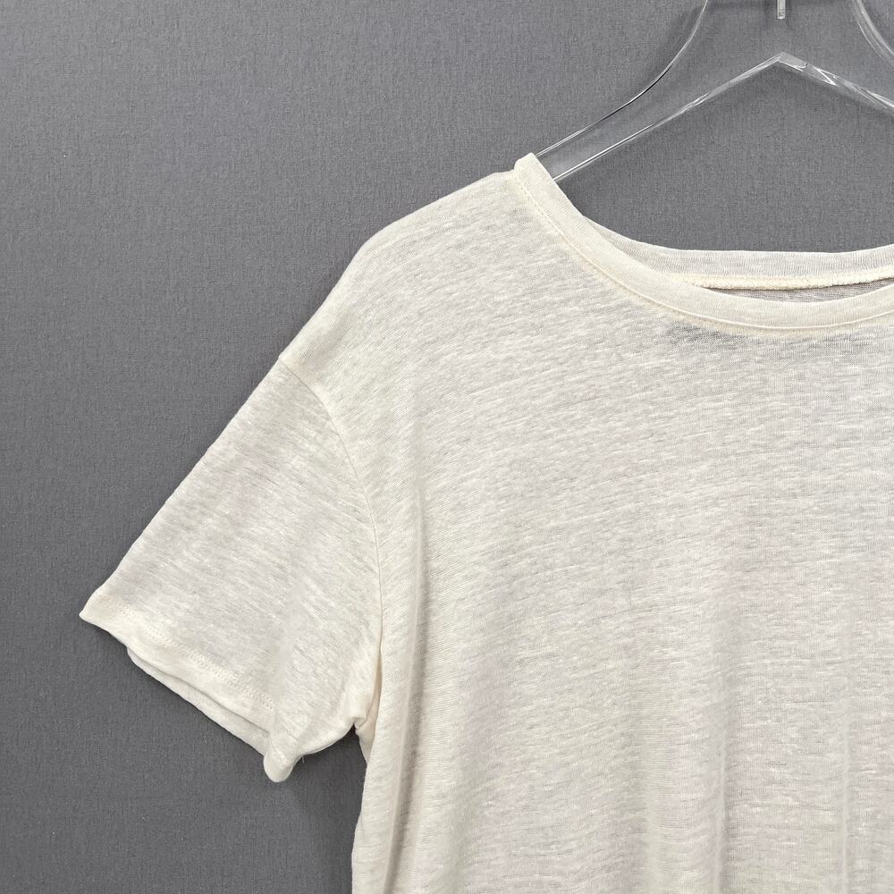 ENZA COSTA Linen Knit Tee Womens Medium Cream Loose Slouchy Relaxed Crew Top - Picture 3 of 13